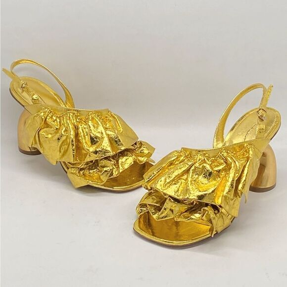 Dries Van Noten 95MM Metallic Leather Sandals size 36 - Picture 8 of 15